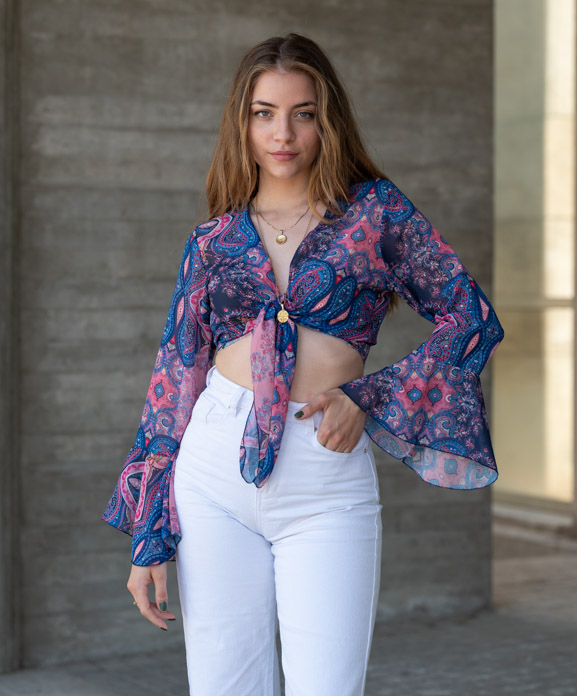 COLORFUL CROPPED TOP - Blue, One Size