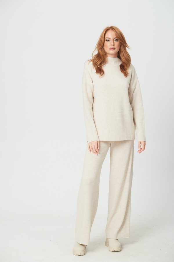KNITTED SET - Beige, One Size
