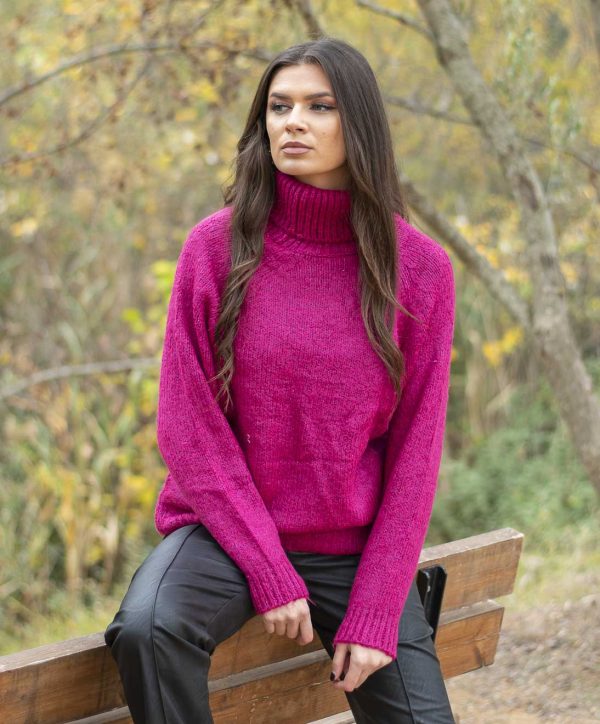 KNITTED BLOUSE - Pink, One Size