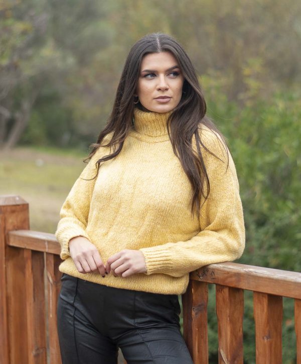 KNITTED BLOUSE - Yellow, One Size