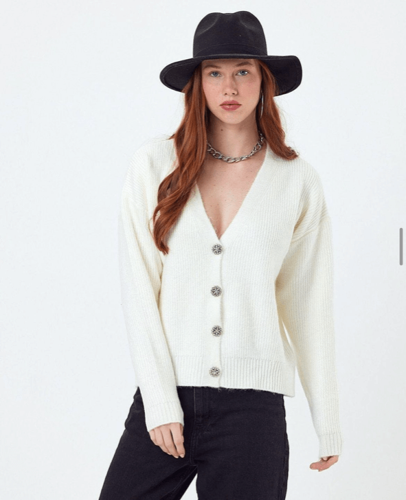KNITTED JACKET - White, One Size