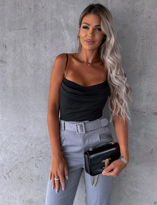 Κορμάκι ντραπέ - ΜΑΥΡΟ, One Size