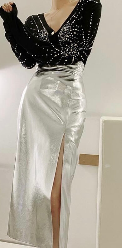 Midi skirt - Silver, M